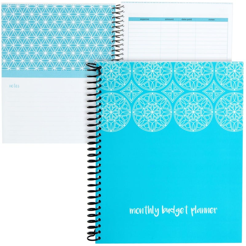 Paper Junkie Budget Planner 2025-8 x 10 In, Blue - Expense Tracker Notebook - Bill Organizer with 24 Pockets - Image 1